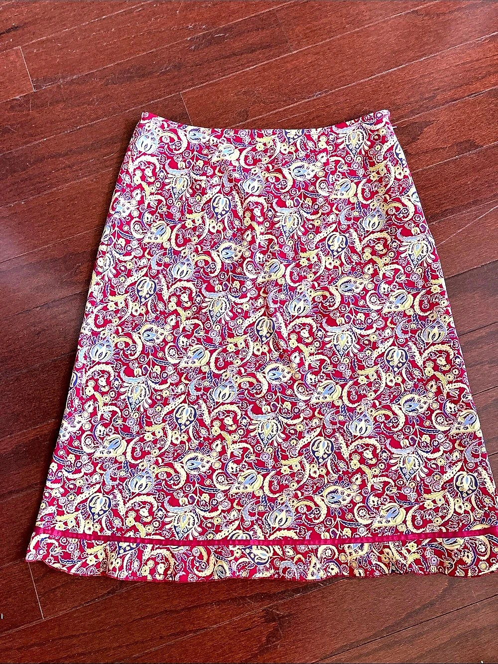 Express World Brand Red Paisley Midi Skirt & Blue Paisley A-Line Skirt Size 3/4